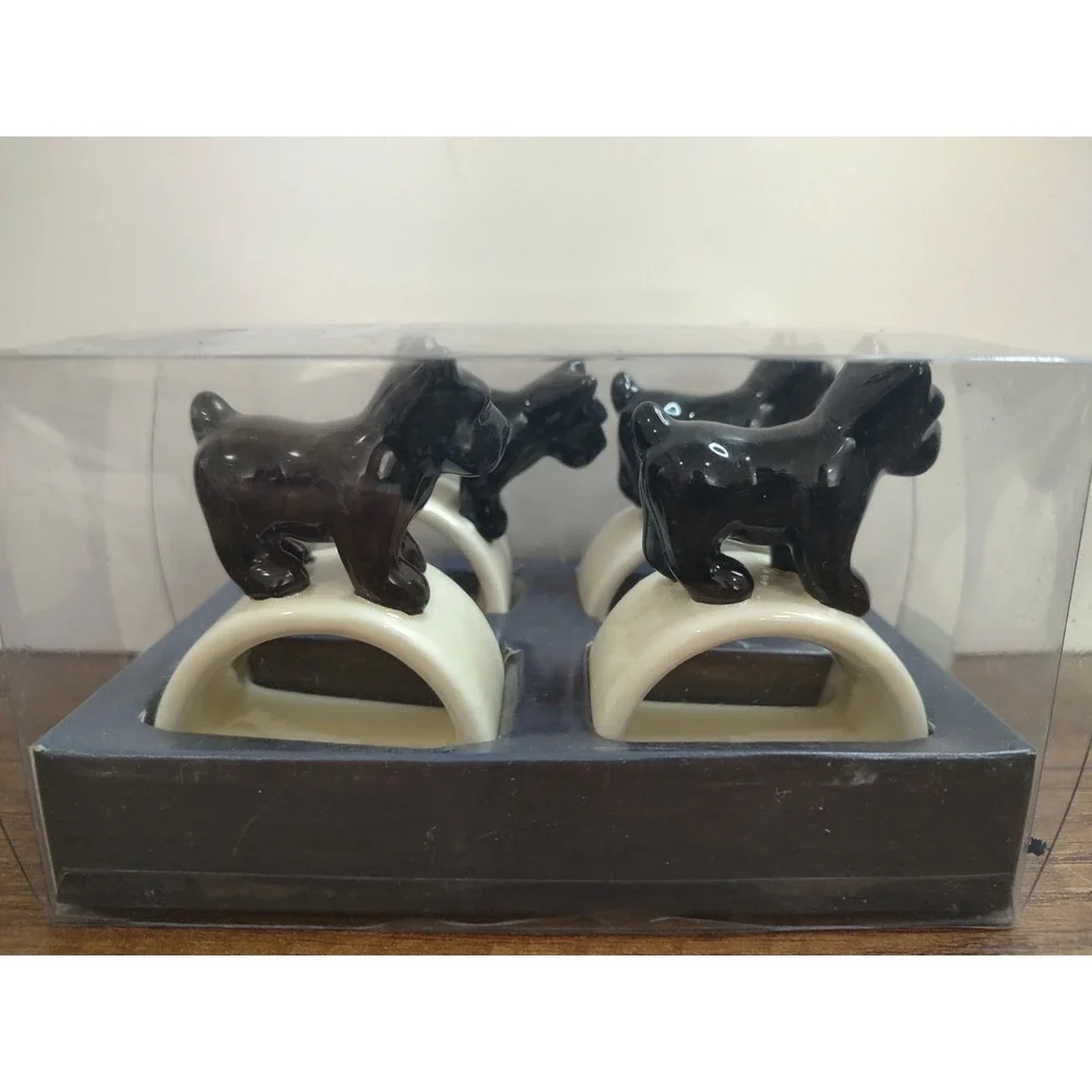 Scottie Puppy Dog Napkin Rings Set of 4 Thomas O'Brien 2005 Vintage Modern